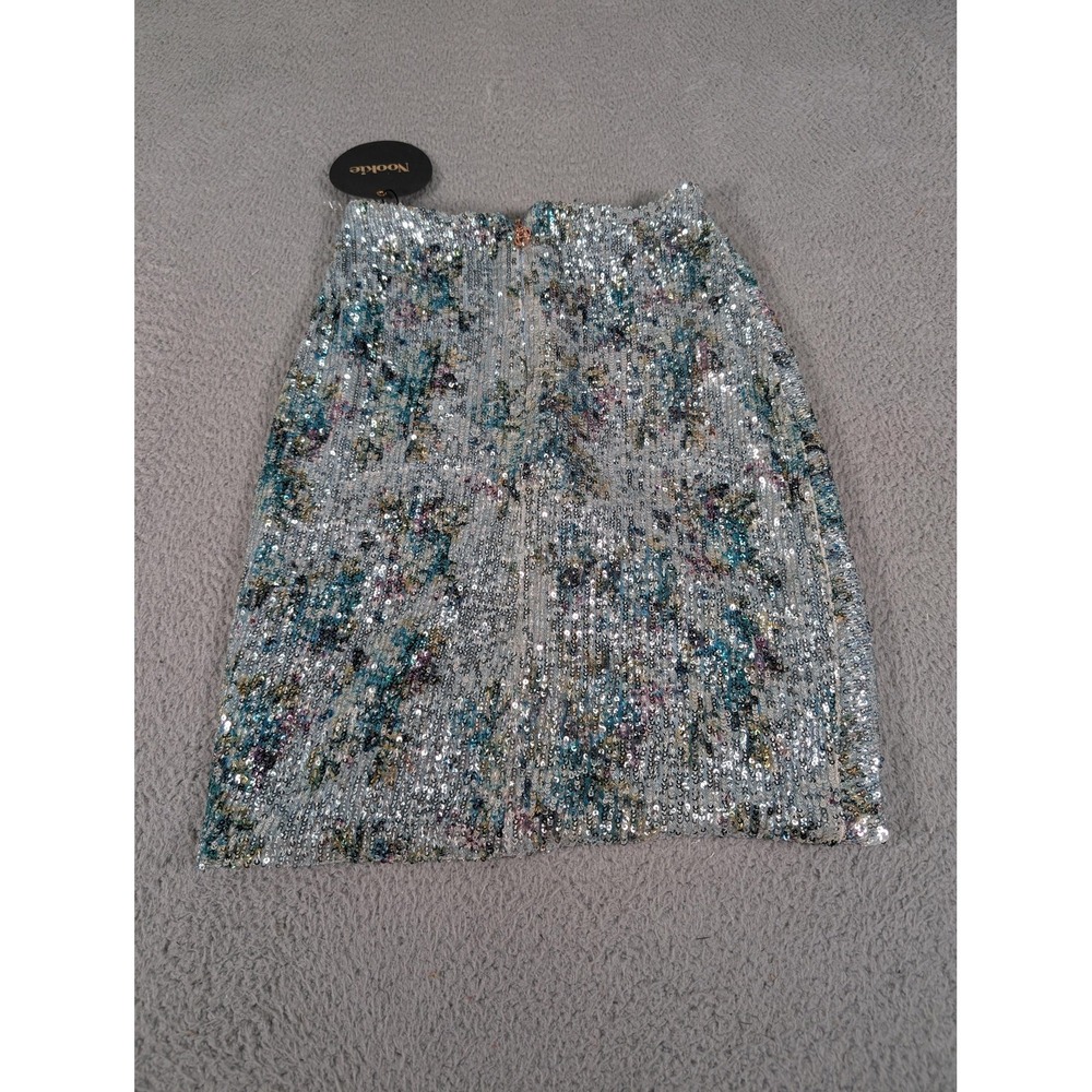 Nookie Forever Skirt Womens Small Blue Sequin Ruched Party Mini Dressy New - Picture 8 of 16